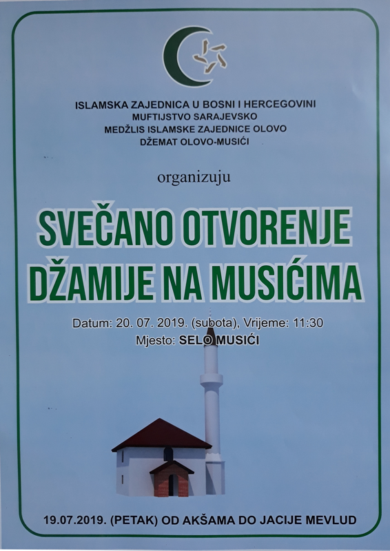 Olovo: Svečano otvorenje džamije na Musićima 20. jula 2019. godine