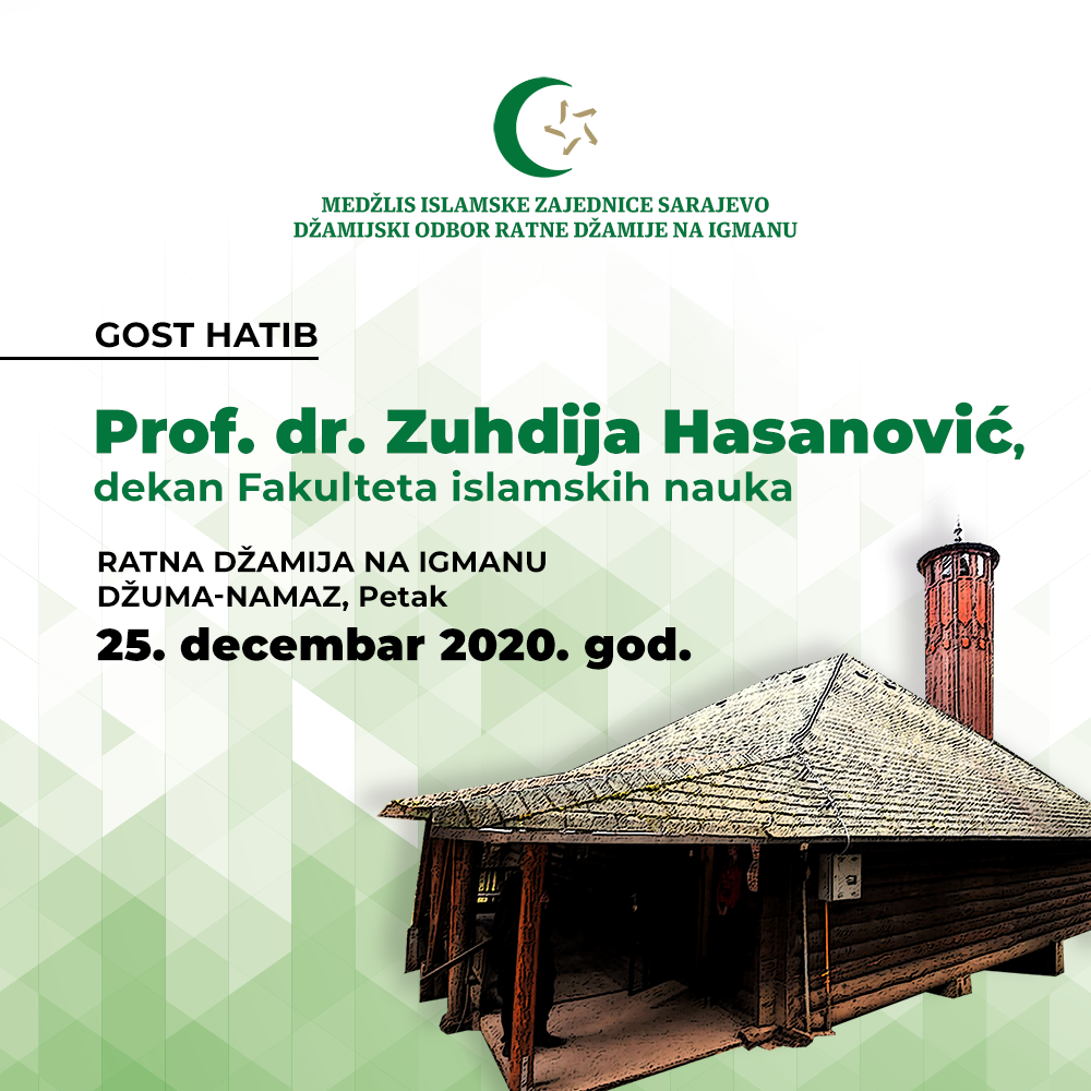 Hutbu u Ratnoj džamiji na Igmanu sutra kazuje dr. Zuhdija Hasanović