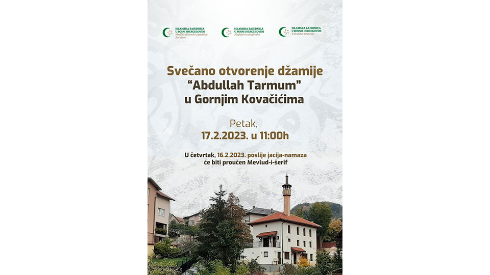 Svečano otvorenje džamije „Abdullah Tarmum “ u Gornjim Kovačićima